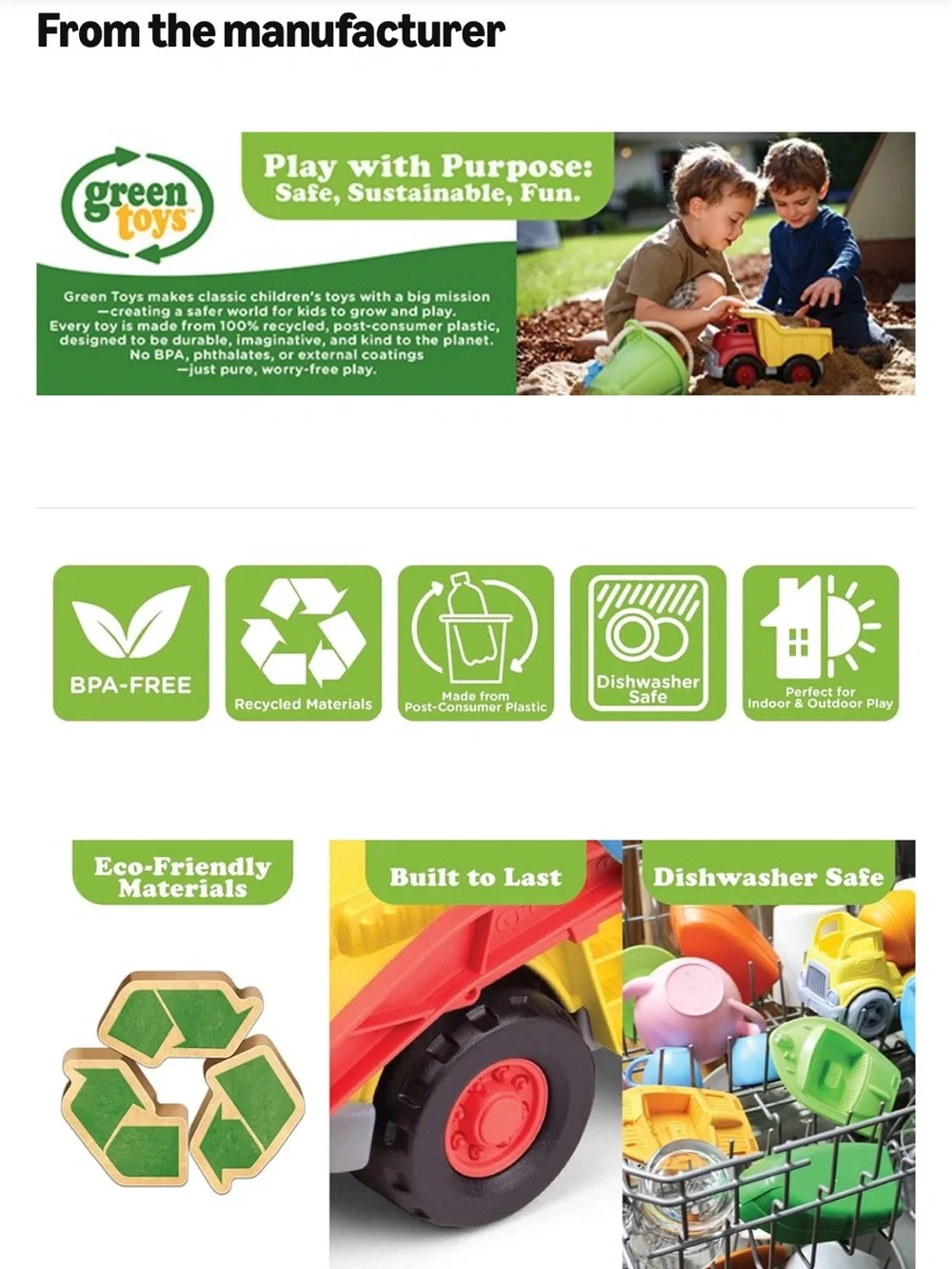 Green Toys BPA Free Dump Truck Toy